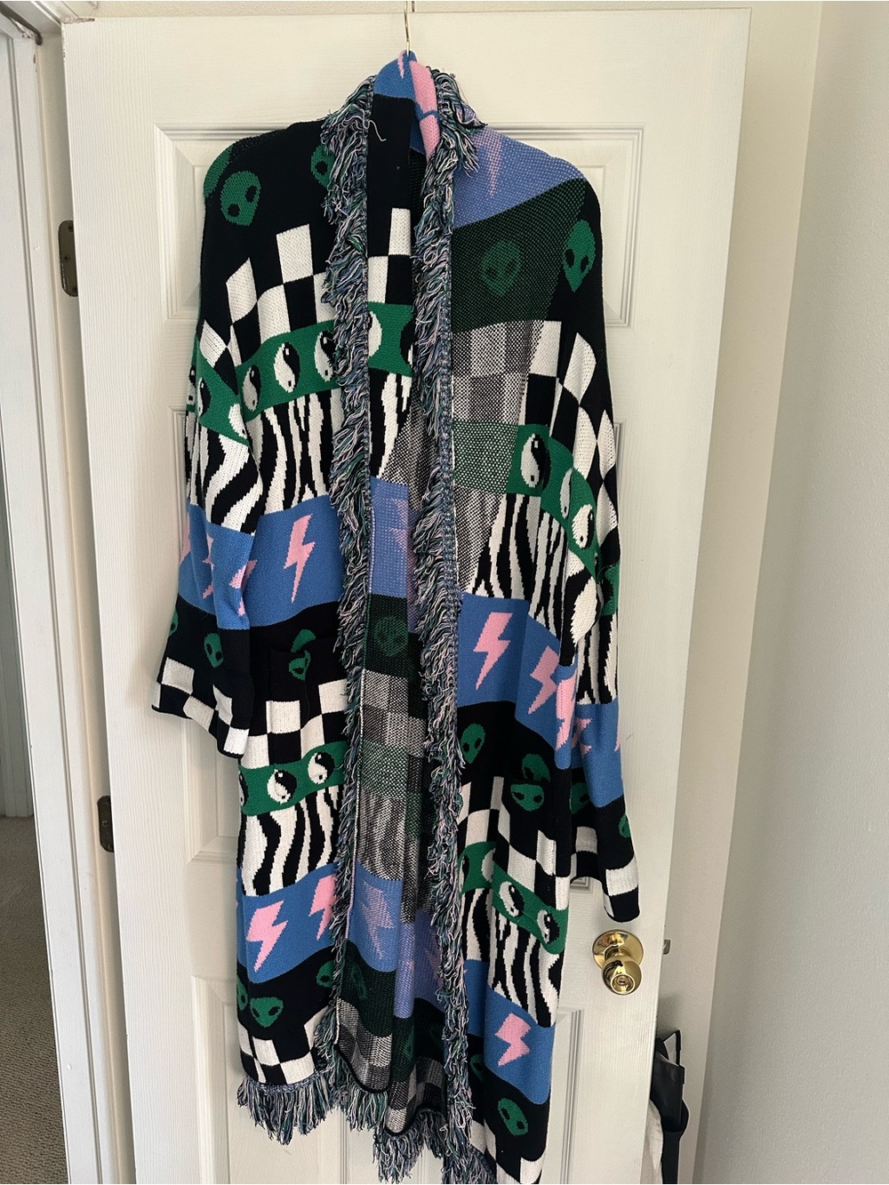 Fringe Blanket Cardigan in Wonderstruck L/XL